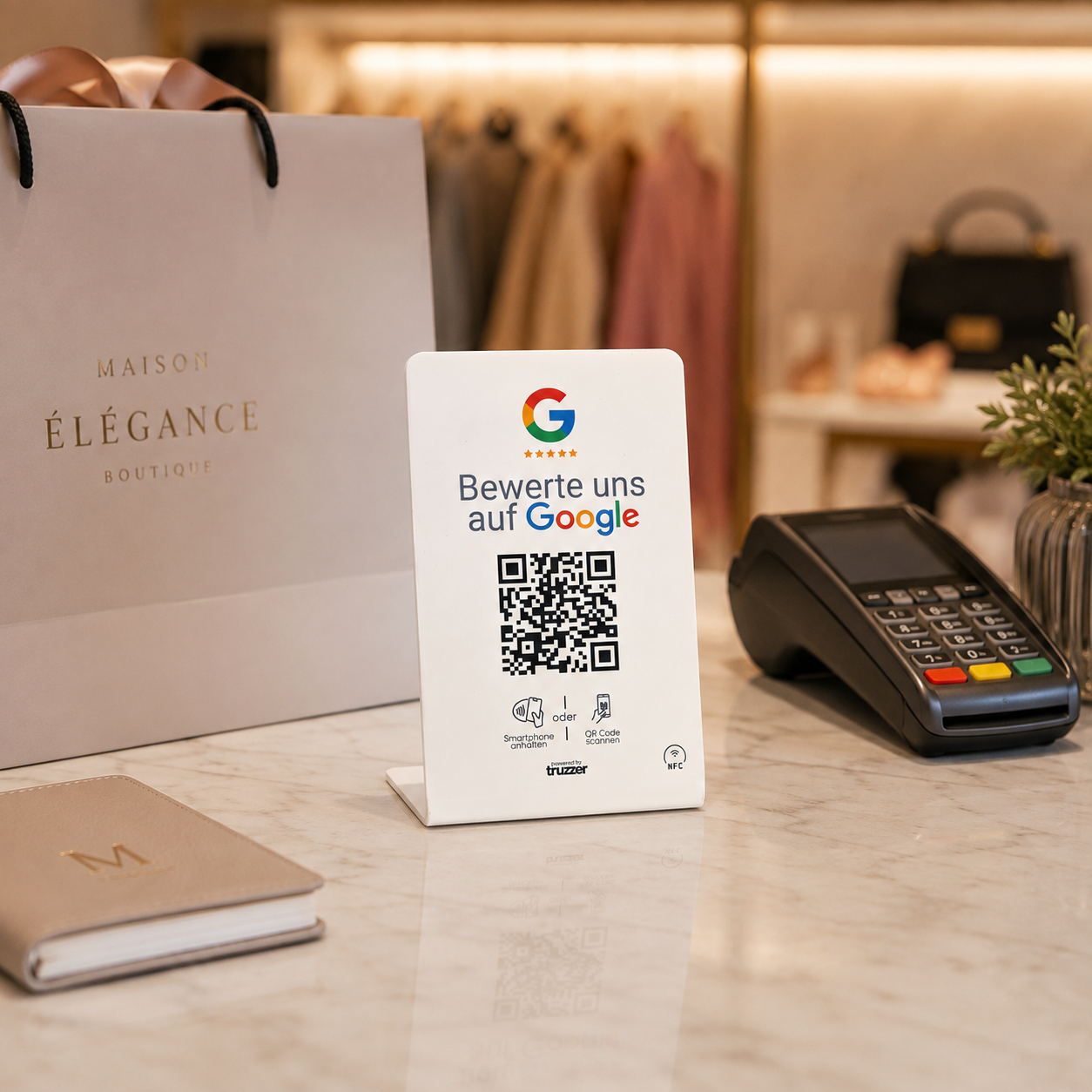 NFC-Aufsteller von empfehlio für Bewertungen