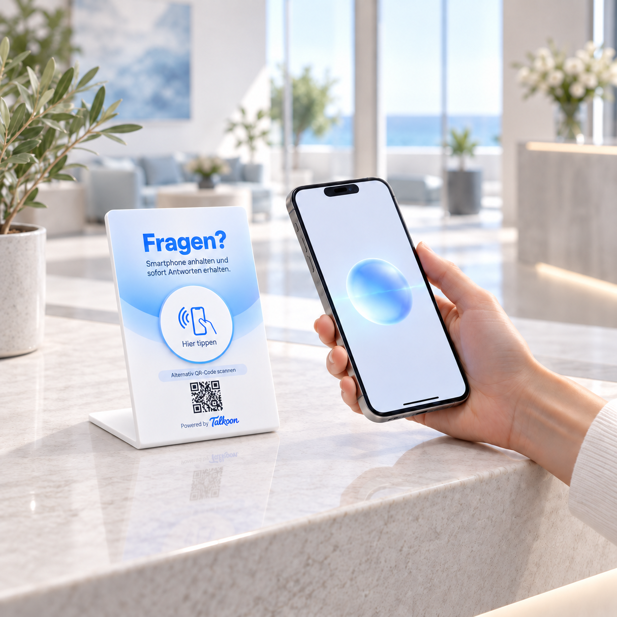 Talkoon NFC-Aufsteller mit Smartphone