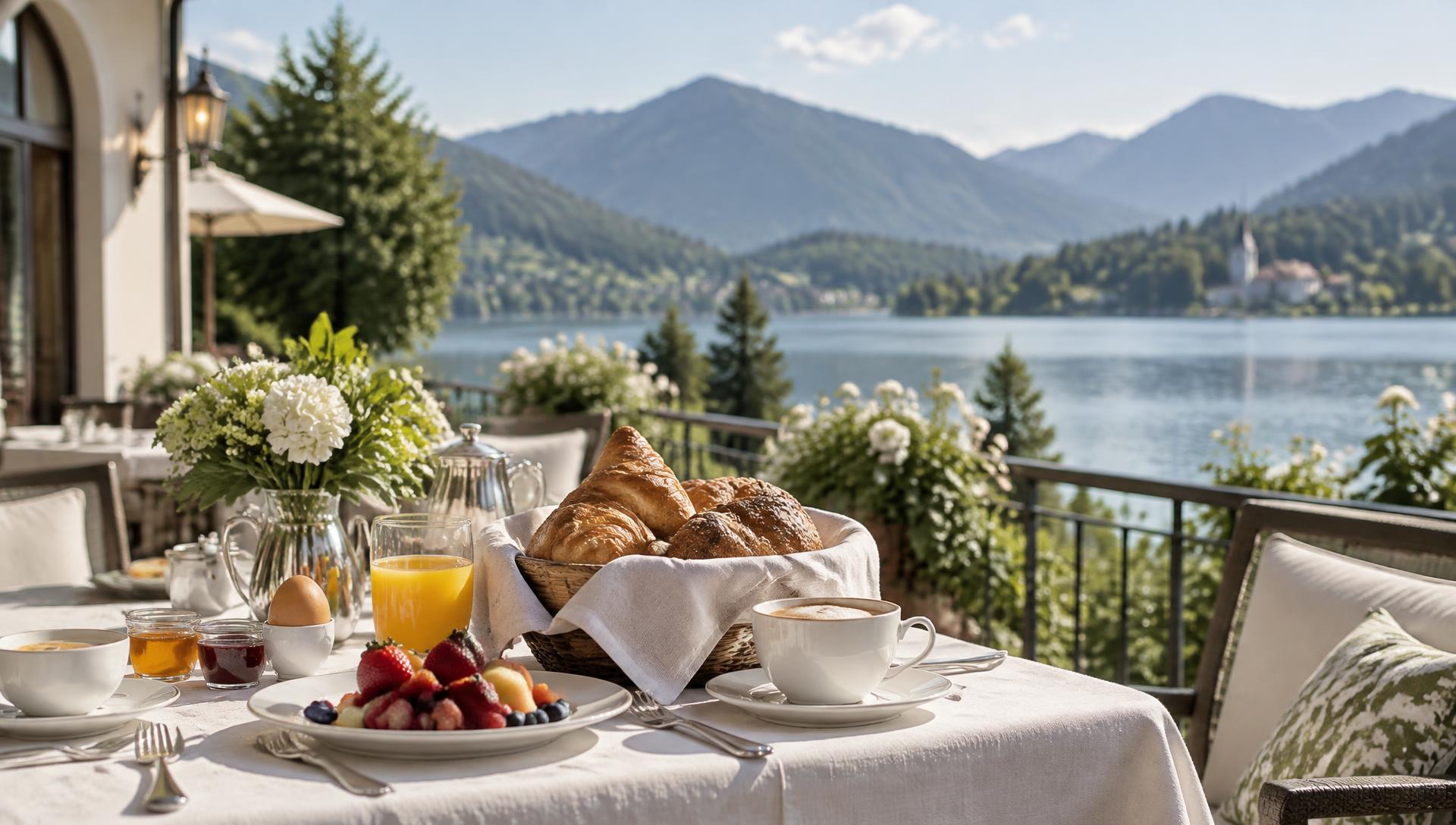 Frühstück auf einer Terrasse am Tegernsee
