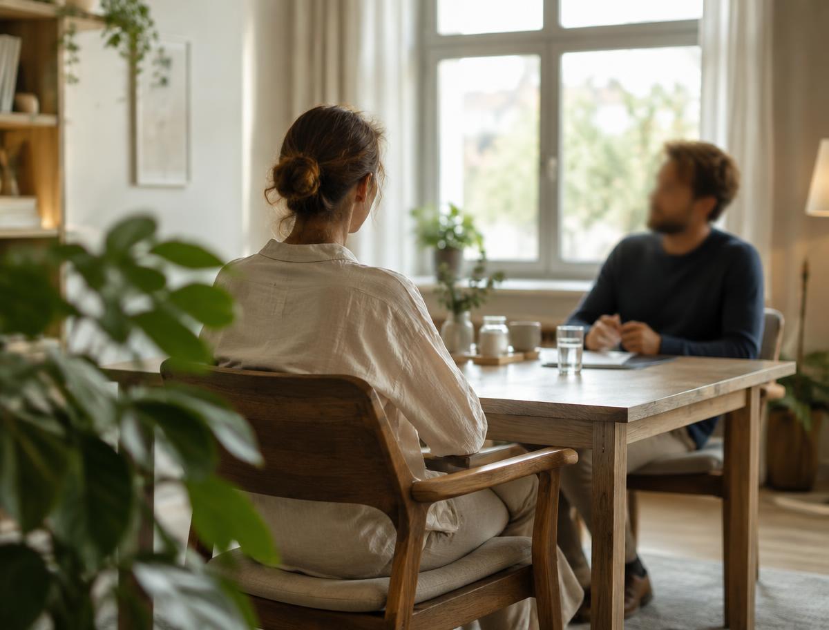 Ruhiges Beratungsgespräch in einer modernen Praxis